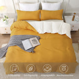 1 x RAW Customer Returns SOULFUL bed linen 135x200 cotton 2 pieces, bed linen sets yellow with zipper, similar texture to stone washed linen, contains 1 duvet cover 135x200 and 1 pillowcase 80x80 - RRP €37.3