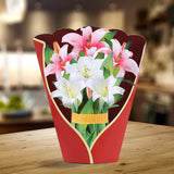 20 x Brand New Pop-up cards, 3D bouquet of lilies, 12 inches, life-size forever bouquet of flowers, birthday greeting cards with note card and envelope for women, girls, wives, mothers - RRP €164.8