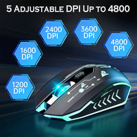 1 x RAW Customer Returns uhuru Wireless Gaming Mouse, Wireless Gamer Mouse with 4800 DPI, 6 Programmable Buttons, 7 LED Lights, Gaming Software Ergonomic Design for PC, Laptop, Gaming and Office - RRP €19.15