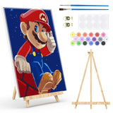 7 x Brand New NAIMOER Cartoon Painting By Numbers Adults, Framed Painting By Numbers with Wooden Bracket, Mario Painting By Numbers Children DIY Acrylic Oil Painting With All Tools Home Table Wall Decoration 30X40cm - RRP €142.8