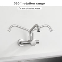 1 x RAW Customer Returns Tondiy kitchen faucet wall mounting 11 cm, faucet wall fitting kitchen with 360 rotation, sink faucet wall with 11 cm installation hole spacing, brushed stainless steel, matt - RRP €41.44