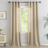 1 x RAW Customer Returns VOILYBIRD Natural Linen Structure Curtains with Eyelets Linen Curtains for Window Living Room Khaki, H x W 245 x 140 cm, Pack of 2  - RRP €36.99