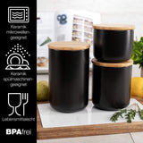 1 x RAW Customer Returns Moritz Moritz 3x storage jars black 400-900 ml - can be written on - 3x ceramic biscuit jars with bamboo lid - ceramic storage jar - RRP €31.61