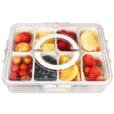 1 x RAW Customer Returns Draupnir snack bowl with lid, snack plate with 8 compartments, square snack storage box large with handle, crisper box for spices, snacks, sweets, fruits, nuts, appetizer tray - RRP €15.88