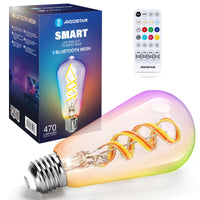 1 x RAW Customer Returns Aigostar Mesh - Smart Light Bulb Alexa E27 Bluetooth ST64, Alexa Lamp Vintage Edison Lamp 4.9W 470LM RGB 2700K-6500K Dimmable Light Bulb, Compatible with Alexa, 1 Piece with Bluetooth Remote Control  - RRP €19.13