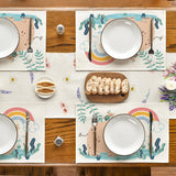 2 x Brand New Artoid Fashion Elephant Rainbow Jungle Children s Placemats Set of 4, 30 x 45 cm Table Mat Washable Placemat Kitchen Party Decoration - RRP €23.6