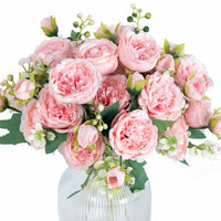 1 x RAW Customer Returns Hobyhoon Peonies Artificial Flowers Decoration Wedding, Bouquet Artificial Roses Plants Decoration, Artificial Flower Bouquet Real Feel white outside, Bouquets - RRP €18.14