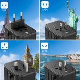 1 x RAW Customer Returns TESSAN Travel Adapter Worldwide, Universal Travel Adapter with 2 USB and 3 USB C, Black International Socket Adapter, Travel Plug Adapter Worldwide for Germany USA England Thailand Italy - RRP €28.99