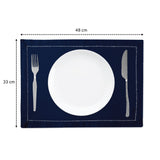 1 x RAW Customer Returns Encasa Cotton Placemats with Openwork Pattern Set of 6 - Scotch Blue 48x33 cm Modern Colors and Washable Fabric Placemats - RRP €20.48