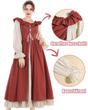 1 x RAW Customer Returns CR ROLECOS Renaissance Dress Women Victorian Costume Medieval Faire Dress Long Sleeve Irish Dress Retro Red M - RRP €50.4