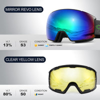 1 x RAW Customer Returns Odoland ski goggles, snowboard goggles for men and women with 2 magnetic interchangeable lenses and case, anti-fog, UV protection, helmet compatible for boys and girls for snowboarding, skiing, light silver - RRP €50.26