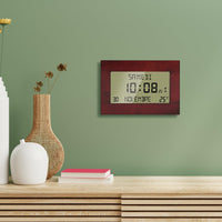 1 x RAW Customer Returns FISHTEC Radio Controlled Alarm Clock - Calendar with Date, Day and Time - Large Numbers - 8 Languages - Temperature - 23 x 16 cm - Wall or Standing - Wooden Motif - RRP €32.99