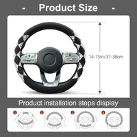 1 x Brand New ZATOOTO Universal Car Steering Wheel Cover Plush, 3PCS Winter Warm Fuzzy Steering Wheel Cover with Handbrake Cover Gear Lever Cover for Women Men, Anti-Slip Soft, 37-38cm 14.5-15in black  - RRP €16.96