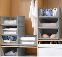 1 x RAW Customer Returns RAIN QUEEN Foldable Wardrobe Storage Boxes Organizer Shelf Cabinet for Kitchen, Bedroom Bathroom Gray, Pack of 3  - RRP €35.99