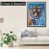 1 x Brand New Sugamm 5D Diamond Painting Kit Tiger Round Full Drill Set, DIY Diamond Painting Pictures Animal Crystal Embroidery Cross Stitch Home Bedroom Office Wall Decoration 30x40 cm A - RRP €20.4