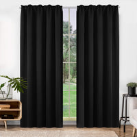 1 x RAW Customer Returns Deconovo blackout curtain, opaque curtain, thermal curtain with ruffle tape, 210 x 140 cm height x width , black, set of 2 - RRP €31.7