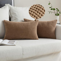 1 x RAW Customer Returns MIULEE Sofa Cushion Covers Corduroy Pillowcase Modern Rectangular Cushion Solid Color Decoration for Room Bedroom Office Chair Bed Living Room Terrace 2 Pieces Brown 40x60cm - RRP €21.17