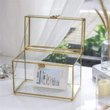 1 x RAW Customer Returns NCYP Glass Card Box Large Geometric Terrarium Gold Handmade Brass Vintage Rectangular Shape with Base for Wedding Entry Wishes Keepsake Centerpiece Stable Glass Box Only  - RRP €42.99