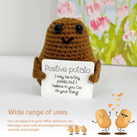 3 x Brand New Cute wool knitting doll potato with positive energy card, funny positive potato, creative knitting wool potato doll, for family friend, Positive Potato Pocket Hug Funny - RRP €30.21