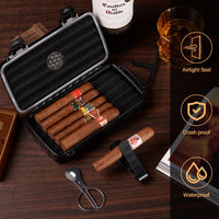 1 x RAW Customer Returns Marvero Portable Cigar Humidor Case - Travel Cigar Box with Built-in Humidifier Disc, Sticker, Golf Holder Cigar Cutter - RRP €23.2