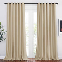 1 x RAW Customer Returns PONY DANCE Blackout Curtain Beige Eyelet Curtain Set of 2 H 260 x W 200 cm Curtains Beige Opaque for Bedroom Thermal Curtain with Eyelets, Biscotti Beige - RRP €60.95