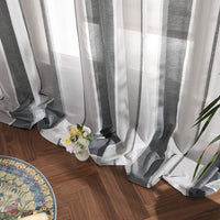 1 x RAW Customer Returns MIULEE Indoor Striped Curtains, Sheer Voile Curtains Bedroom Curtains, Modern Living Room Curtain with Rings, Indoor Window Curtain Panel in White and Dark Gray Stripes, 2x 140x300 CM - RRP €32.32