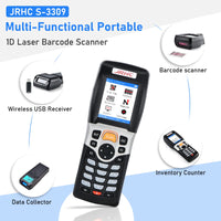 1 x RAW Customer Returns JRHC 1D barcode scanner inventory scanner and collector, wireless 2.4G barcode scanner for scanning collection and inventory with 2.2 inch LCD screen - RRP €79.99