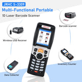 1 x RAW Customer Returns JRHC 1D barcode scanner inventory scanner and collector, wireless 2.4G barcode scanner for scanning collection and inventory with 2.2 inch LCD screen - RRP €79.99