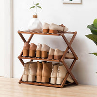 1 x RAW Customer Returns aleawol Foldable Bamboo Shoe Rack with 3 Levels, Portable Small Shoe Rack Bamboo Shoe Stand, No Installation Required, Shoe Organizer for Living Room, Hallway and Dressing Room 50x25x39 cm  - RRP €30.24