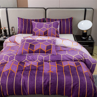 1 x RAW Customer Returns Shamdon Home Collection bed linen 220 x 240, geometric marble pattern duvet cover set and 2 pillowcases 80 x 80 cm, 3-piece soft fluffy bed linen set with zip, purple - RRP €29.23