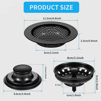 1 x RAW Customer Returns 3Pcs Kitchen Sink Stopper Strainer, Stainless Steel Sink Strainer Basket Sink Filter Sink Plug Set, Universal Anti-Clogging Sink Disposal Stopper Sink Strainer for Kitchen Sink Black  - RRP €13.49