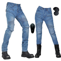 1 x RAW Customer Returns oFzimTo motorcycle pants men women, motorcycle jeans with protectors, stretch motorcycle clothing blue, XL  - RRP €69.99