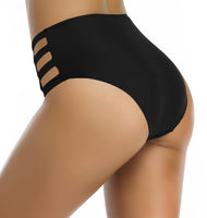 1 x RAW Customer Returns SHEKINI Women s Bikini Bottoms Black Tummy Control High Waist Abdominal Control Bikini Bottoms Retro Cutout Swimming Trunks Swimsuit Swimming Shorts Plus Size S, Strapped Sides - Black  - RRP €22.14