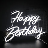 1 x RAW Customer Returns SIGNSHIP Happy Birthday Neon Sign White LED Neon Light for Wall Decor USB Signs for Home Party Decoration Birthday Gift - RRP €37.3