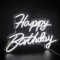 1 x RAW Customer Returns SIGNSHIP Happy Birthday Neon Sign White LED Neon Light for Wall Decoration USB Power Letter Neon Sign for Home Bedroom Bar Club Birthday Party Decoration Birthday Gift  - RRP €35.4