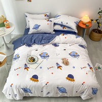 1 x RAW Customer Returns KEAYOO children s bed linen 135x200 for boys and girls cotton space travel theme bed linen with cute pattern and zip bed linen 135x200cm 80x80cm 2-piece - RRP €25.99