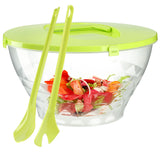 1 x RAW Customer Returns KADAX plastic salad bowl, bowl with airtight lid and cutlery, plastic bowl, mixing bowl, plastic bowl with carrying handle green  - RRP €15.11