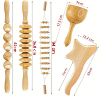 1 x RAW Customer Returns uyoyous 5 pieces fascia roller wood Maderotherapy back massage wooden massage roller with handle back Madero massage roller set legs massage tools wood therapy massager anti cellulite - RRP €23.58