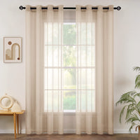 1 x RAW Customer Returns MIULEE Sheer Voile Curtain with Eyelets Transparent Curtain Eyelet Curtain Eyelet Curtain Transparent Transparent Airy Decorative Curtain for Bedroom Living Room 140 x 260 cm W x H Set of 2 Khaki - RRP €31.67