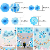 9 x Brand New 22 Pieces Baby Shower Decorations for Girls or Boys, with 10 Balloons Paper Bunting It s a Girl or Boy Banner 6 Paper Fans 4 Rolls of Ribbon for Baby Shower Boy  - RRP €97.02