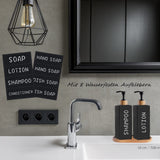 1 x RAW Customer Returns BIKALAN Matt Black Glass Soap Dispenser, 350ml Soap Dispenser Bathroom Set for Hand Washing, Dishwashing Liquid, Shampoo Lotions Bottle for Worktop Kitchen Laundry Room Bamboo, Black  - RRP €18.99