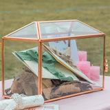 1 x RAW Customer Returns NCYP 32cm Large Rose Gold Geometric Glass Card Box with Slot and Heart Lock, Transparent Terrarium for Wedding Reception, Party Centerpiece Gift Glass Box and Lock Only  - RRP €56.99