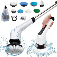 1 x RAW Customer Returns Electric Cleaning Brush, Electric Spin Scrubber Cordless With 8 Replaceable Drill Brush Heads, Shower Cleaning Brush with Adjustable Handle for Bathroom, Tile Floor and Car - RRP €59.99