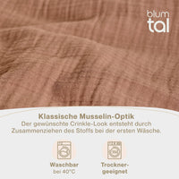 1 x RAW Customer Returns Blumtal muslin bed linen 155x220 cm - Oeko-TEX certified bed linen 155x220 muslin - duvet cover 155x220 pillowcase 80x80 - bed linen muslin 155x220 made of cotton - bed linen beige - RRP €50.41