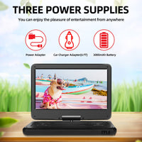 1 x RAW Customer Returns KCR 14-inch portable TV Portable DVD player combo with HD LED rotating screen and DVB-T2 digital TV tuner USB HDMI AV Audio, built-in battery, two stereo speakers - RRP €117.97