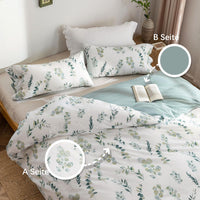 1 x RAW Customer Returns MILDLY bed linen 135x200 plant pattern, 100 washed cotton bedding with linen-like feel, OekoTex certified suitable for allergy sufferers, 1 duvet cover 1 pillowcase 80x80 - RRP €37.3