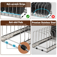 1 x RAW Customer Returns Housolution Baking Tray Muffin Tray Organizer, Expandable Cutting Board Holder with 14 Adjustable Dividers, Cutting Board Holder Stand Muffin Tin Storage Organizer, Silver - RRP €25.2