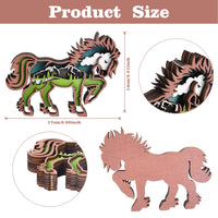 1 x Brand New FORMIZON 3D Forest Animal Wooden Crafts, Carving Crafts Forest Animals with Light, Retro Wooden Bear Wolf Horse Desktop Decoration, DIY Crafts for Home Office Decoration Horse  - RRP €11.28