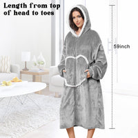 1 x RAW Customer Returns FEELJAM Blanket with Sleeves and Hood, Hoodie Blanket Pullover Blanket with Sleeves and Zipper, Wearable Blanket Unisex Light Gray  - RRP €34.04