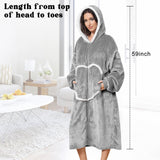 1 x RAW Customer Returns FEELJAM Blanket with Sleeves and Hood, Hoodie Blanket Pullover Blanket with Sleeves and Zipper, Wearable Blanket Unisex Light Gray  - RRP €34.04